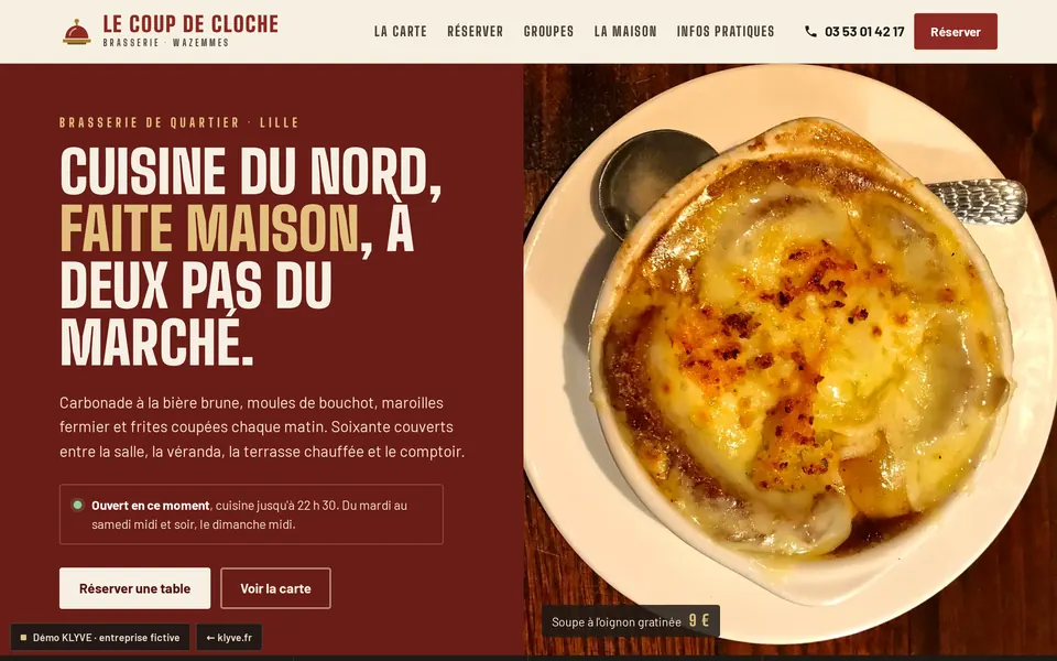 Le Coup de Cloche : le site vitrine de la brasserie