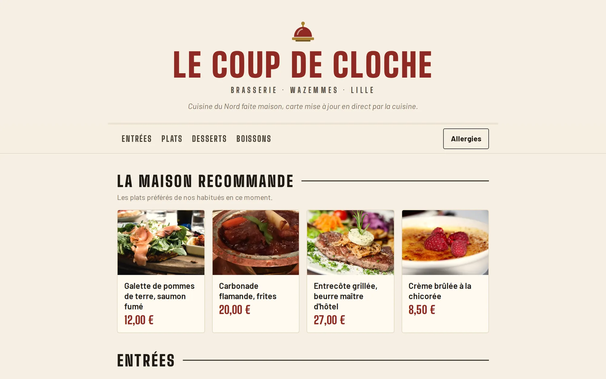 La carte QR côté client : photos, prix, allergènes, et les plats épuisés retirés en direct